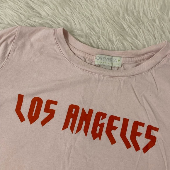 Los Angeles crop top pink graphic tee - Picture 2 of 2